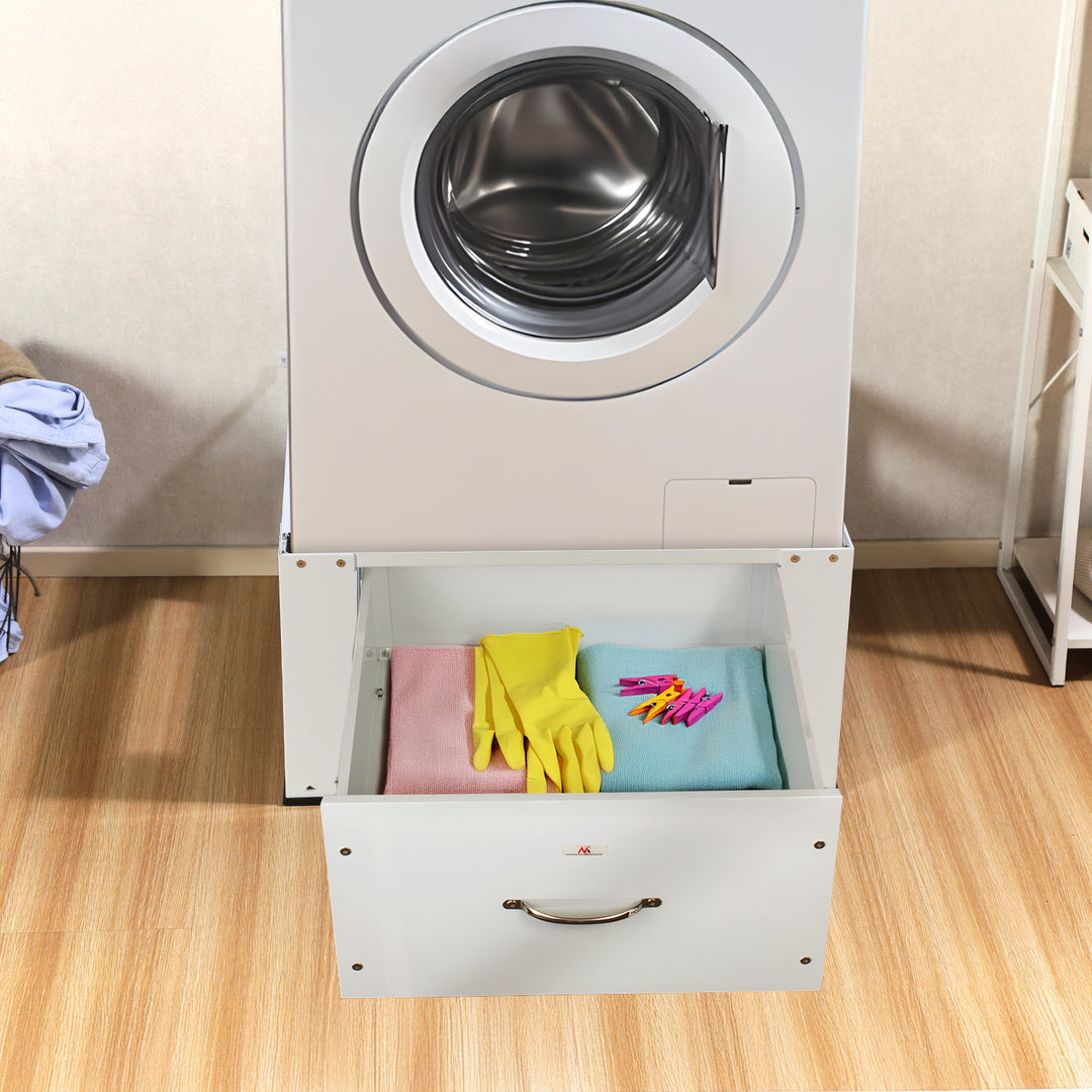Socle pour lave-linge / sèche-linge avec tiroir Maclean, charge max. 150kg, blanc, MC-117 W
