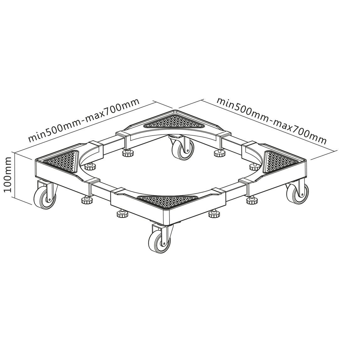 Support mobile pour lave-linge Maclean, blocage des roulettes, largeur 500-700mm, universel, jusqu'à 200kg, MC-118 B