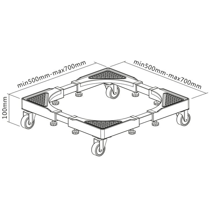 Support mobile pour lave-linge Maclean, blocage des roulettes, largeur 500-700mm, universel, jusqu'à 200kg, MC-118 B