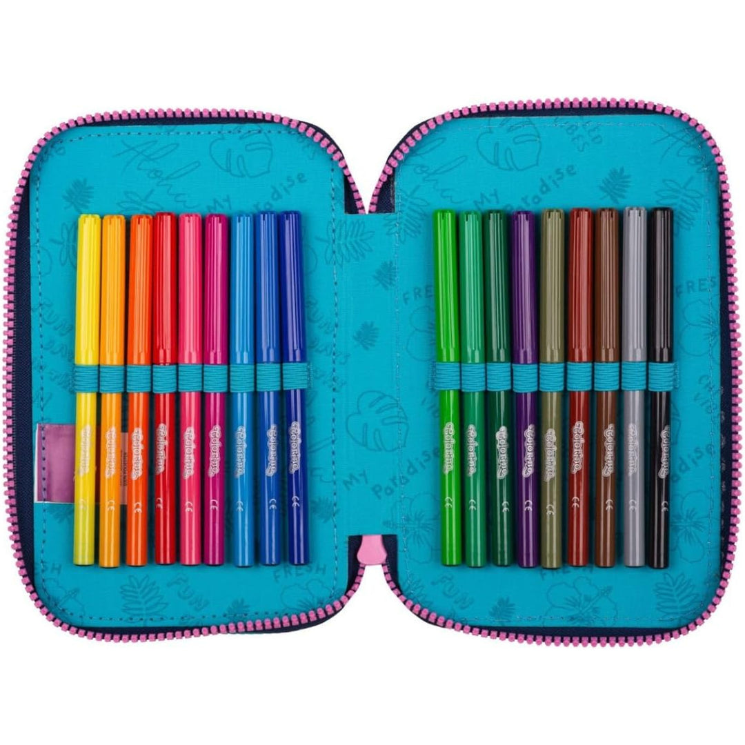Trousse à crayons CoolPack à trois compartiments avec accessoires JUMPER 3 STITCH