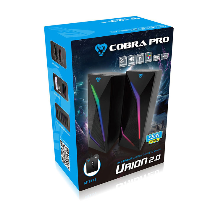 Haut-parleurs Gaming 2.0 avec Bluetooth, rétro-éclairage LED RVB Media-Tech COBRA PRO URION 2.0 MT3172