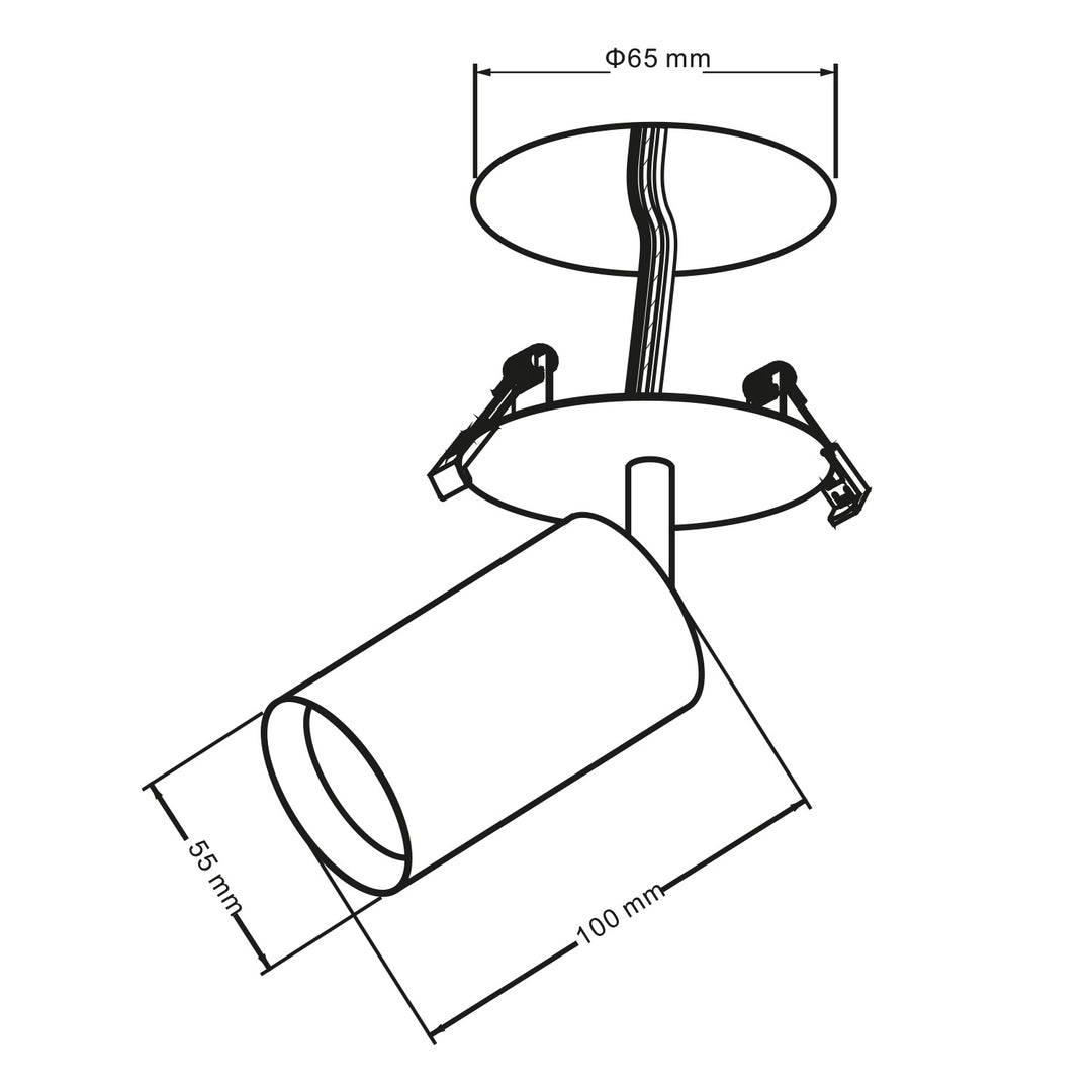 Maclean encastré / tube lumineux, spot, rond, aluminium, GU10, 55x130mm, noir, MCE364 B+LED ampoule GU10 7W Maclean Energy MCE437 WW blanc chaud 3000K, 220-240V~, 50/60Hz, 490lm