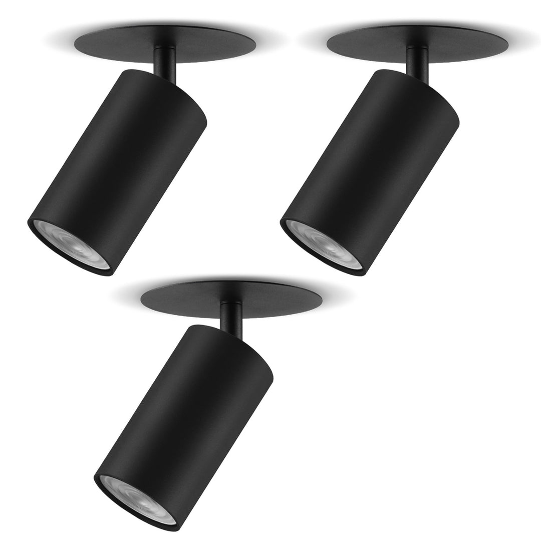 Maclean encastré / tube lumineux, spot, rond, aluminium, GU10, 55x130mm, noir, MCE364 B 3pcs+ Ampoule LED GU10 7W Maclean Energy MCE437 WW blanc chaud 3000K, 220-240V~, 50/60Hz 3pcs