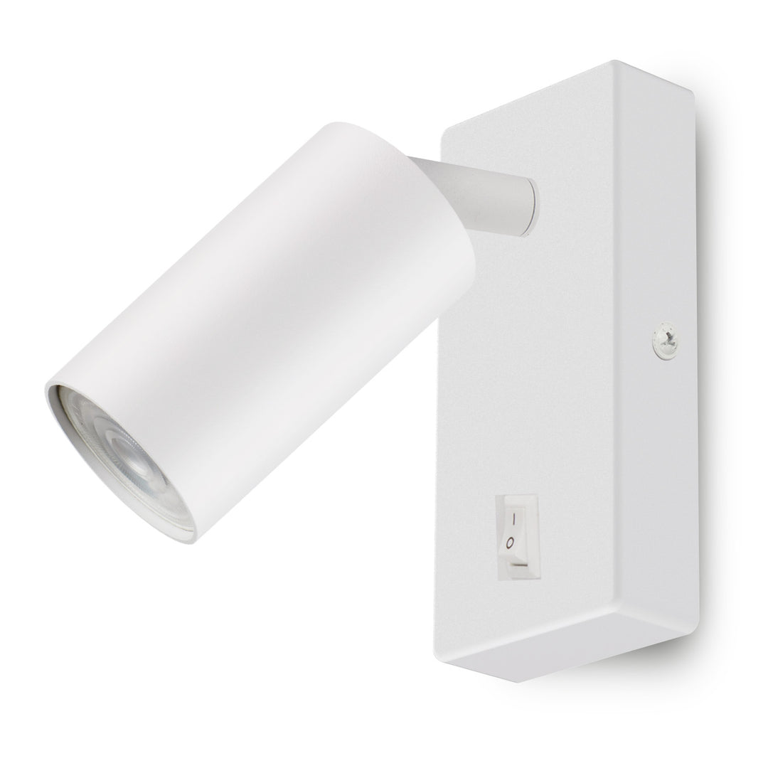 Maclean Applique/lampe murale, spot, rond, GU10, avec interrupteur 55x90mm, blanc, MCE369 W+Lampe LED GU10 7W Maclean Energy MCE437 NW blanc neutre 4000K, 220-240V~, 50/60Hz, 490 lumens