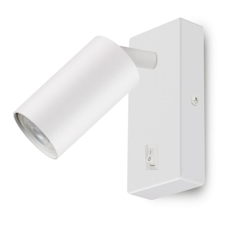 Maclean Applique/lampe murale, spot, rond, GU10, avec interrupteur 55x90mm, blanc, MCE369 W+Lampe LED GU10 7W Maclean Energy MCE437 NW blanc neutre 4000K, 220-240V~, 50/60Hz, 490 lumens