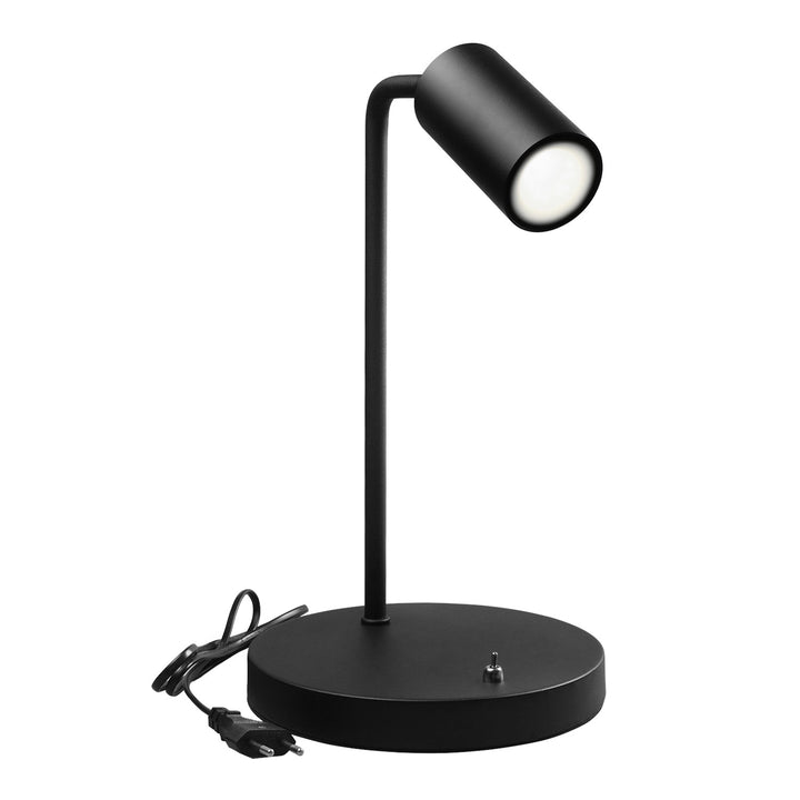 Lampe de bureau Maclean GU10, spot, ronde, GU10, avec interrupteur 55x90mm, noir, MCE370 B + ampoule LED GU10 7W Maclean Energy MCE437 WW blanc chaud 3000K, 220-240V~, 50/60Hz, 490lm