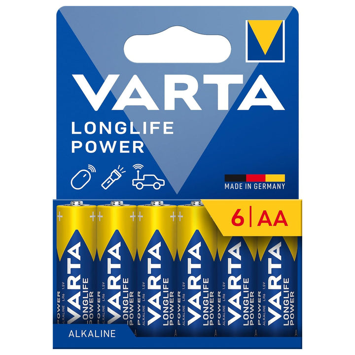 VARTA Longlife Power, 6 piles alcalines AA, LR06, 1,5V