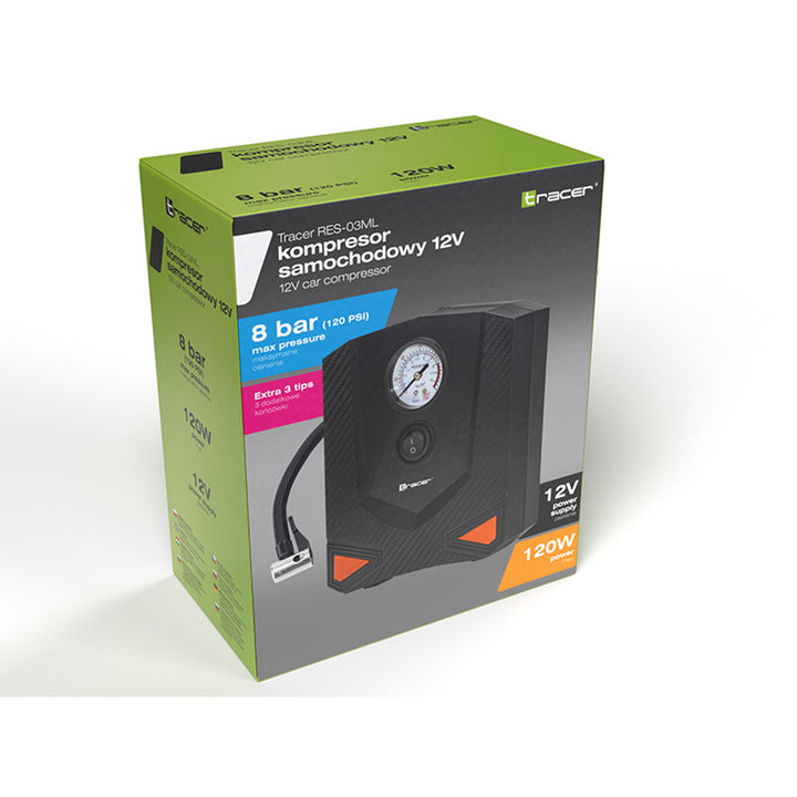 Compresseur Tracer, pour voiture, moto, vélo, ballon, 120W, 8 bar, RES-03ML