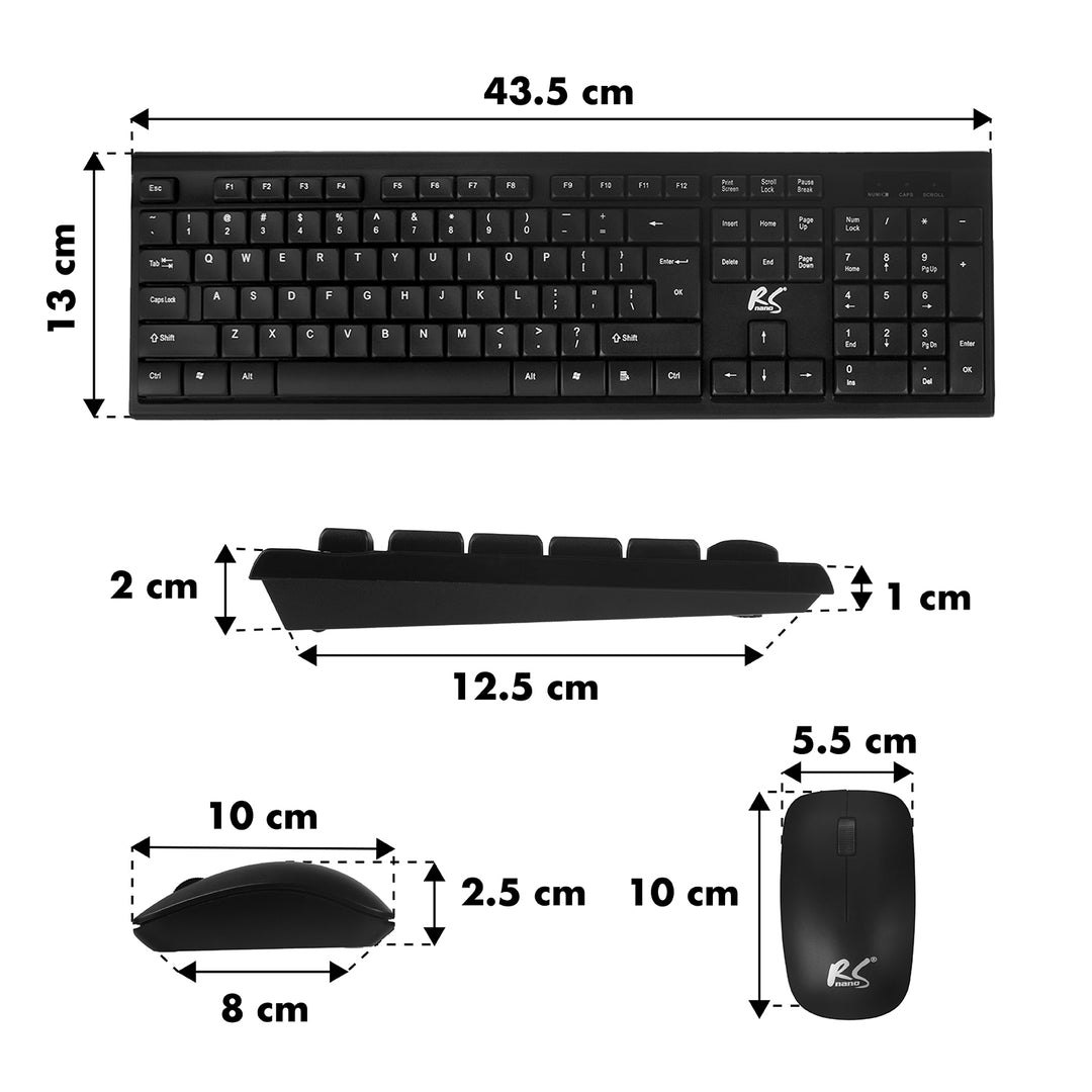 COMBO Clavier + souris sans fil NanoRS, RS580+Tapis souris pour clavier de jeu avec rétroéclairage LED RVB NanoRS, 800x300x4mm, RS705