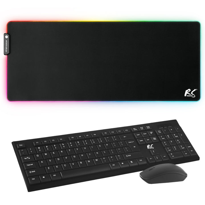 COMBO Clavier + souris sans fil NanoRS, RS580+Tapis souris pour clavier de jeu avec rétroéclairage LED RVB NanoRS, 800x300x4mm, RS705