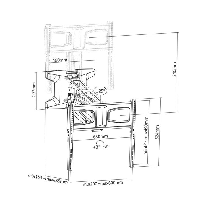 Support électrique pour TV au-dessus de la cheminée Maclean, max VESA 600x400, télécommande wifi, 37"-70", max 35kg, MC-891 +Câble Maclean HDMI 2.1a, 3m, 8K HDR, MCTV-442