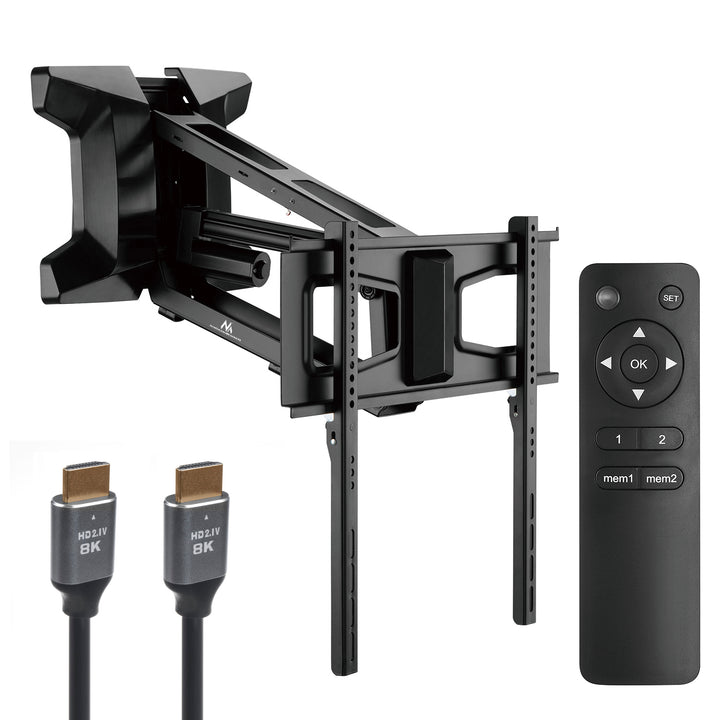 Support électrique pour TV au-dessus de la cheminée Maclean, max VESA 600x400, télécommande wifi, 37"-70", max 35kg, MC-891 +Câble Maclean HDMI 2.1a, 3m, 8K HDR, MCTV-442