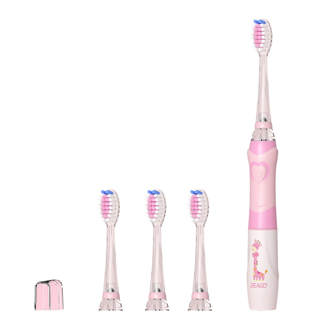 Brosse à dents sonique pour enfants SEAGO, rose, 3 embouts, SG-977 Rose + Brosse à dents sonique pour enfants SEAGO, verte, 3 embouts, SG-977 Verte