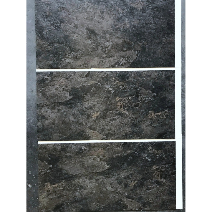 Fliesana carreaux de sol et de mur autocollants, lot de 3, imperméables, design pierre naturelle (ardoise)