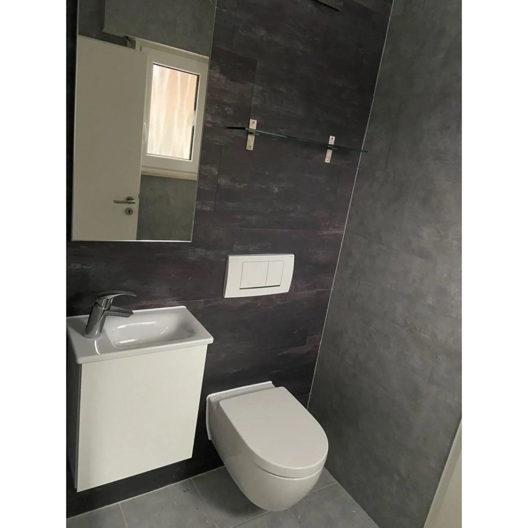 Fliesana carreaux de sol et de mur autocollants, lot de 3, imperméables, design en pierre naturelle, couleur noire