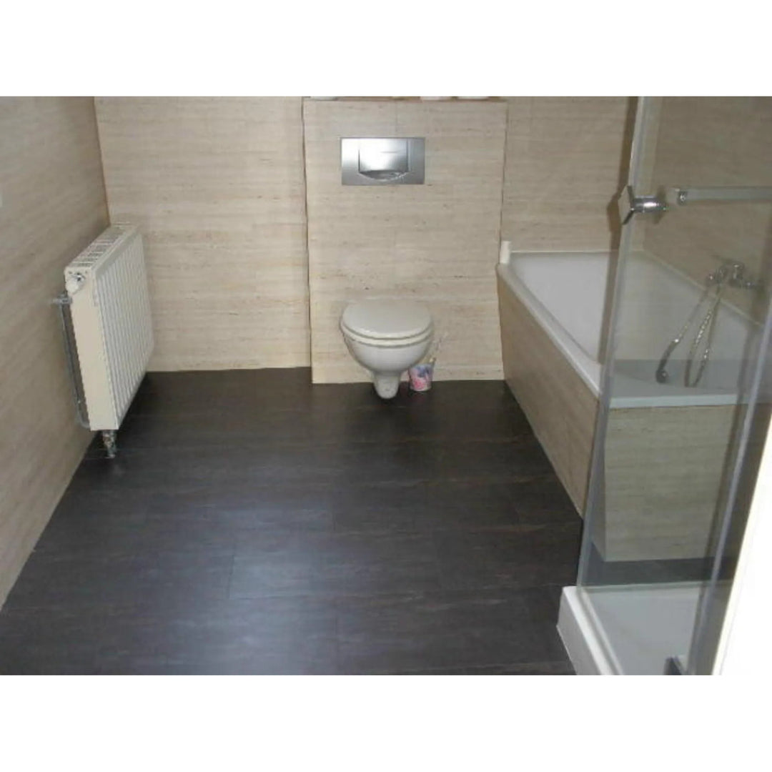 Fliesana carreaux de sol et de mur autocollants, lot de 3, imperméables, design en pierre naturelle, couleur noire