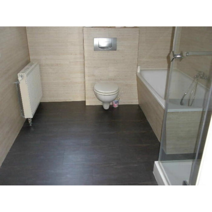 Fliesana carreaux de sol et de mur autocollants, lot de 3, imperméables, design en pierre naturelle, couleur noire