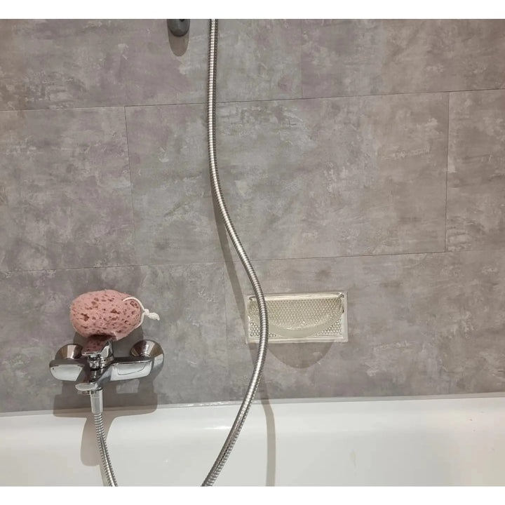 Fliesana carreaux de sol et de mur autocollants, lot de 3, imperméables, motif béton gris clair