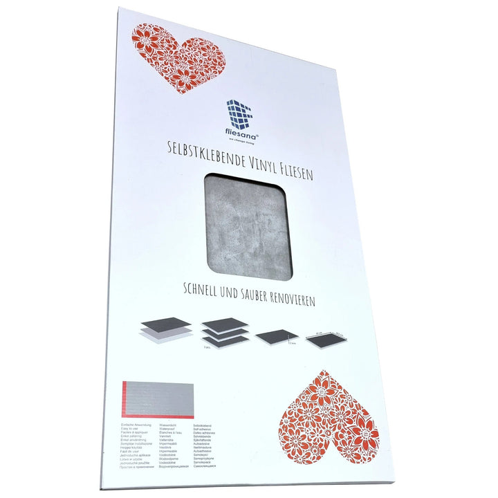 Fliesana carreaux de sol et de mur autocollants, lot de 3, imperméables, motif béton gris clair