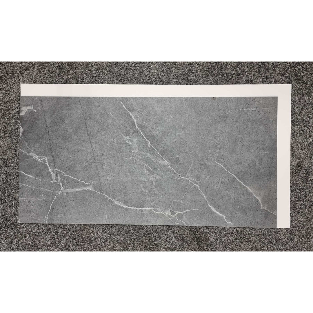 Fliesana carreaux de sol et de mur autocollants, lot de 3, imperméables, design en pierre naturelle, couleur gris foncé