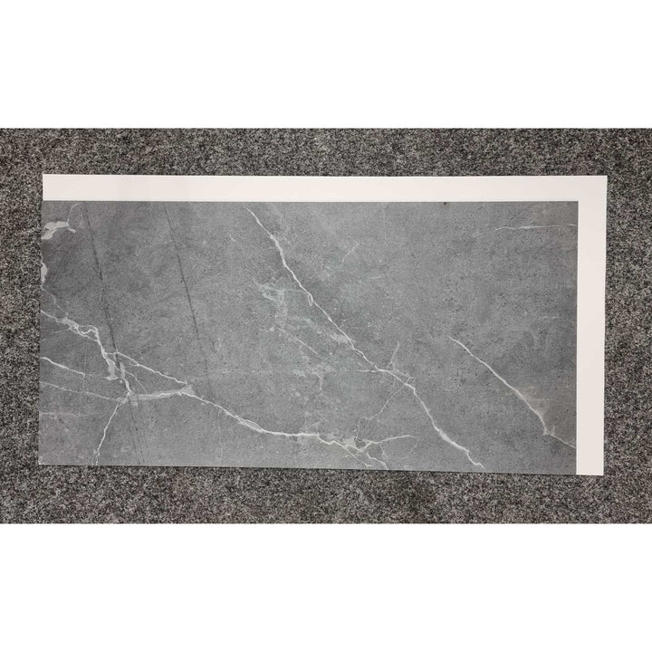 Fliesana carreaux de sol et de mur autocollants, lot de 3, imperméables, design en pierre naturelle, couleur gris foncé