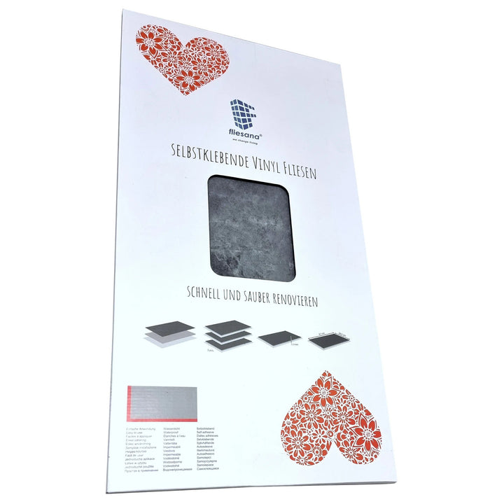 Fliesana carreaux de sol et de mur autocollants, lot de 3, imperméables, design en pierre naturelle, couleur gris foncé