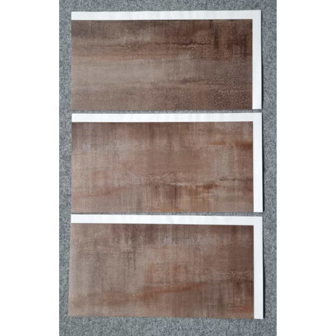 Fliesana carreaux de sol et de mur autocollants, lot de 3, imperméables, design en pierre naturelle, couleur rouille