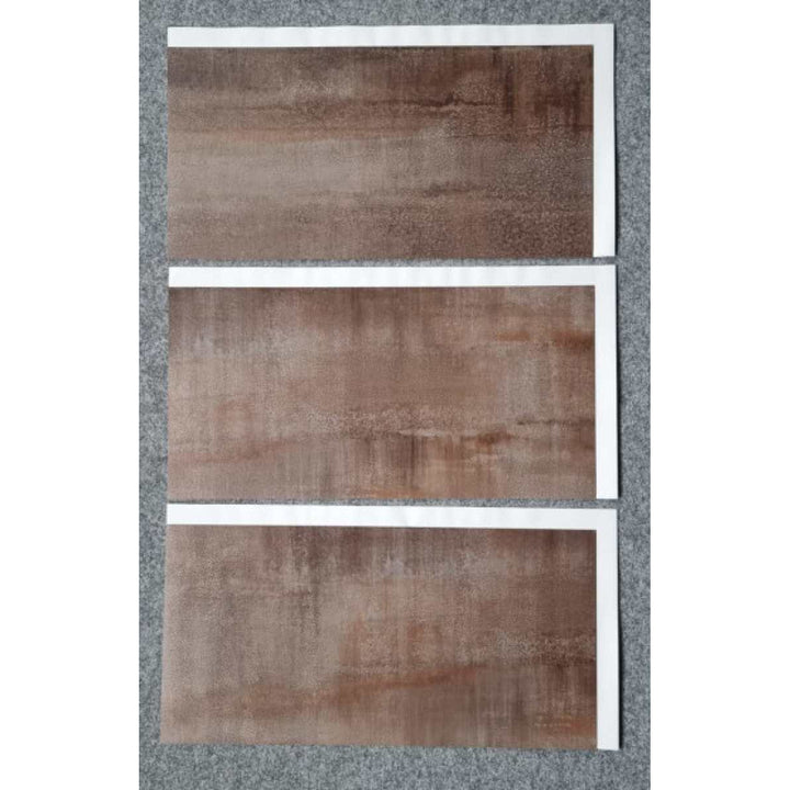 Fliesana carreaux de sol et de mur autocollants, lot de 3, imperméables, design en pierre naturelle, couleur rouille