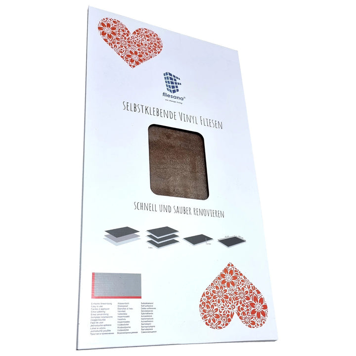 Fliesana carreaux de sol et de mur autocollants, lot de 3, imperméables, design en pierre naturelle, couleur rouille