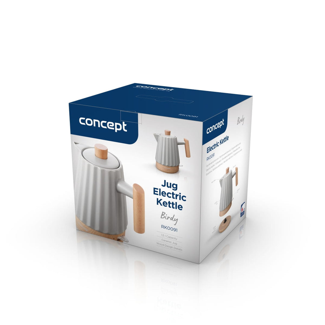 Bouilloire électrique Concept, céramique, 1500W, 1,5L, gris clair, RK0091