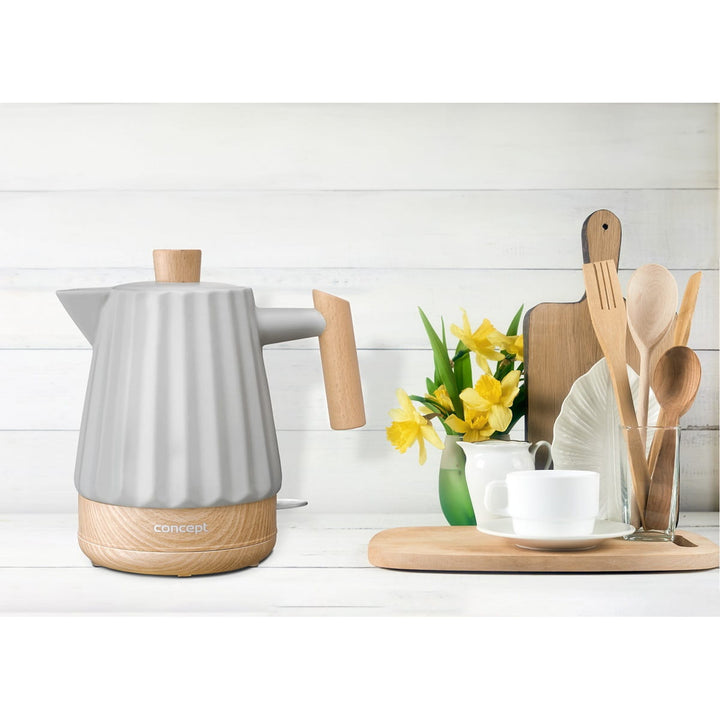 Bouilloire électrique Concept, céramique, 1500W, 1,5L, gris clair, RK0091