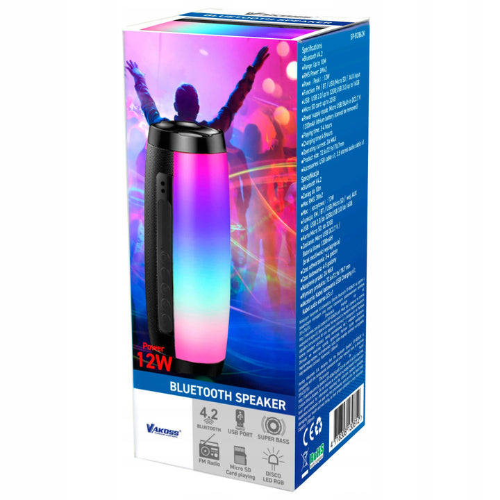 Haut-parleur sans fil Vakoss, Bluetooth, SD, USB, AUX, radio FM, rétroéclairage, SP-B2862K