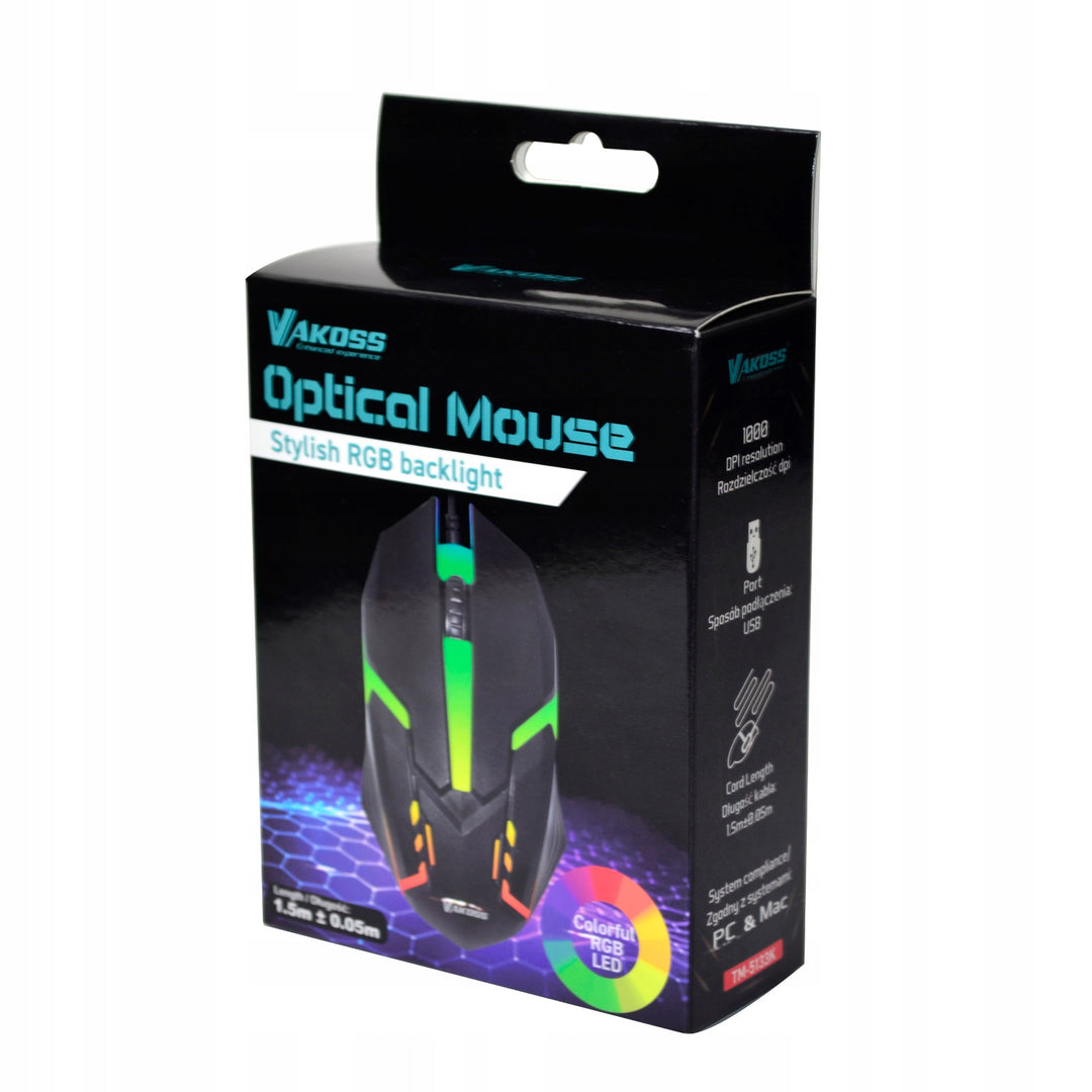 Souris de jeu Vakoss, rétro-éclairée RGB, 1000dpi, TM-5133K