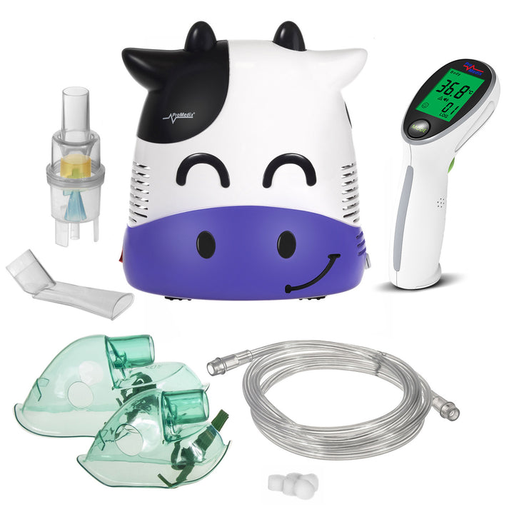 Inhalateur pour enfants Promedix, fudge, nébuliseur, masque, set de filtres, PR-810 + thermomètre médical infrarouge sans contact Promedix PR-960