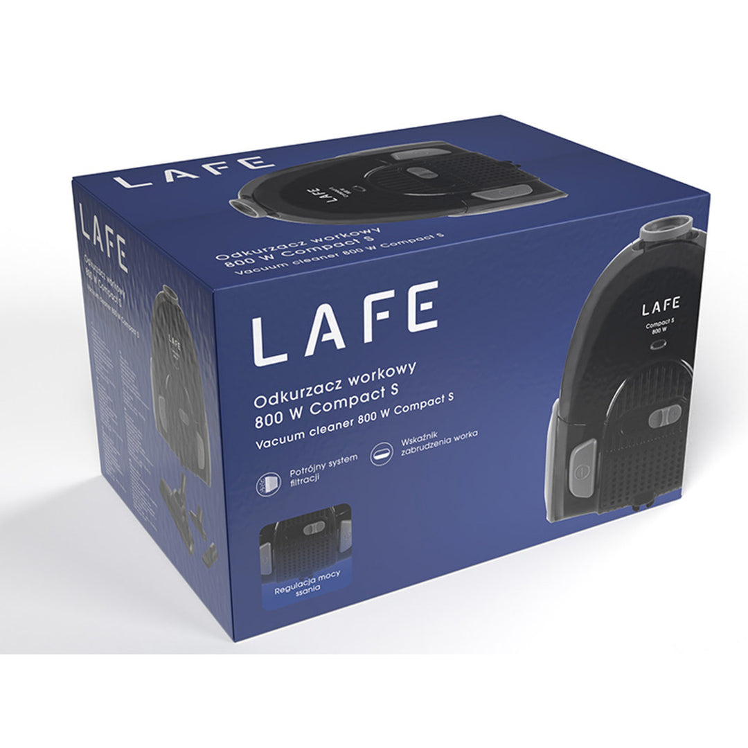 Lafe aspirateur avec sac, triple système de filtration, 800W, noir, Compact S