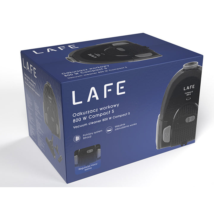 Lafe aspirateur avec sac, triple système de filtration, 800W, noir, Compact S