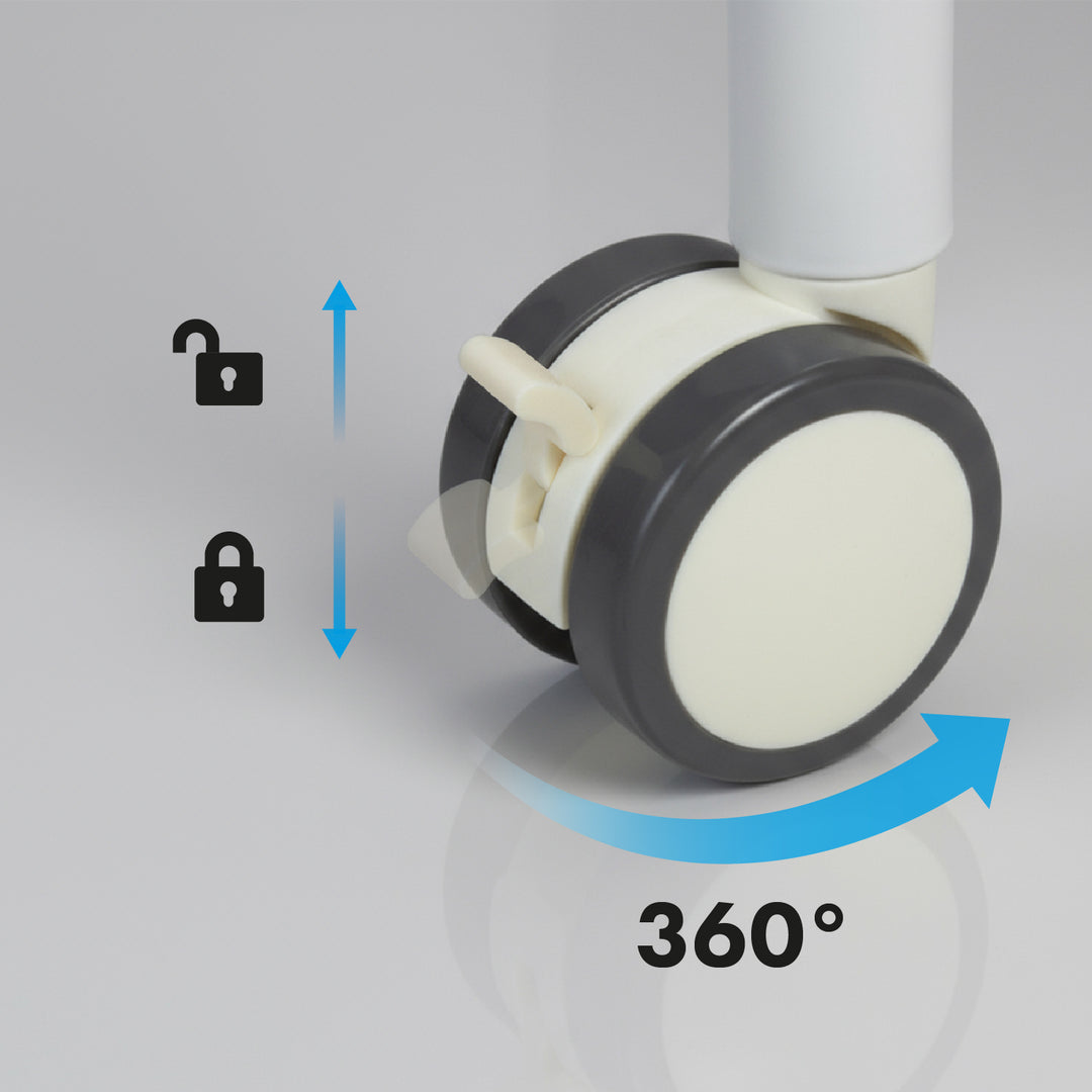 Tableau effaçable à sec mobile Ergo Office, orientation verticale, blanc, simple face, avec étagère, dimensions du tableau 1190x790mm, ER-305