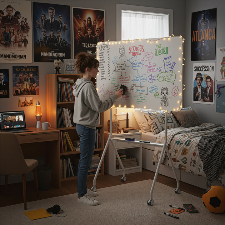 Tableau effaçable à sec mobile Ergo Office, orientation horizontale, blanc, simple face, avec étagère, dimensions du tableau 1190x790mm, ER-306