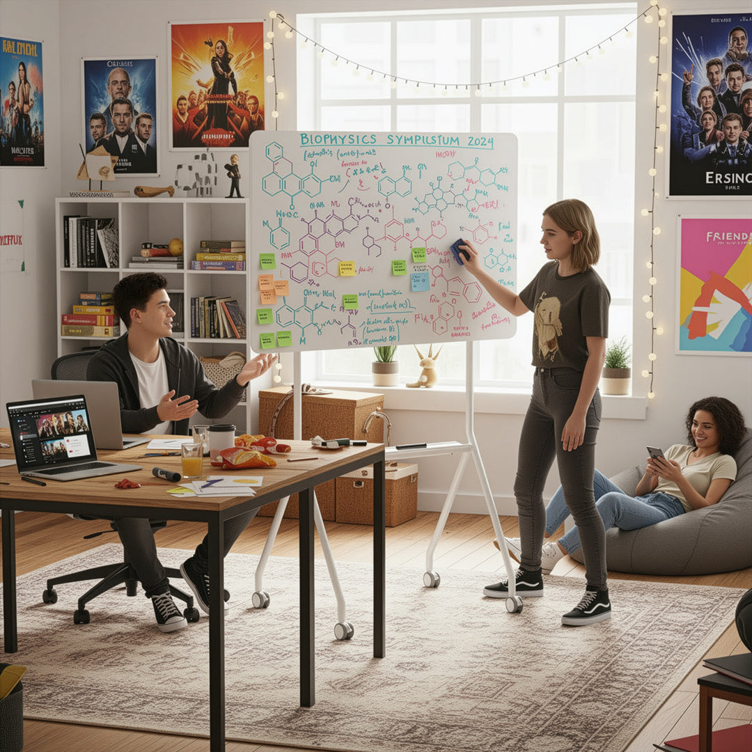 Tableau effaçable à sec mobile Ergo Office, orientation horizontale, blanc, simple face, avec étagère, dimensions du tableau 1190x790mm, ER-306