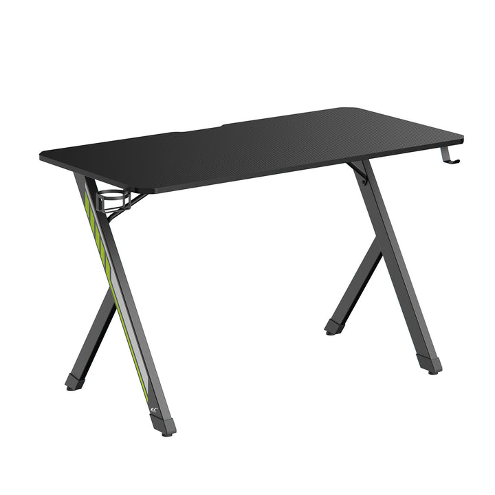 NanoRS gaming desk, noir, avec porte-casque et porte-gobelet, max. 75kg, dimensions 1200x600x750mm, RS101