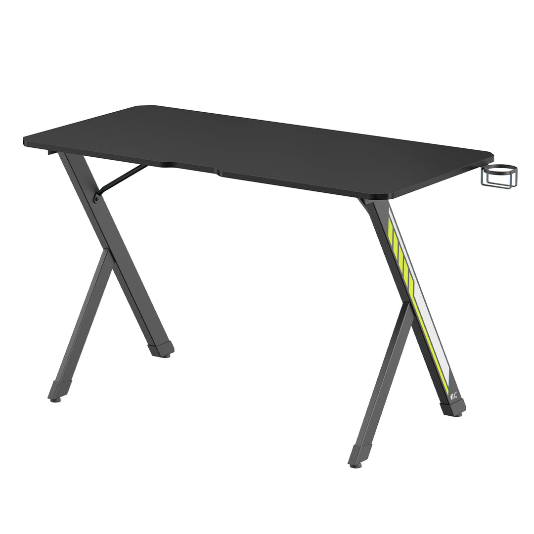 NanoRS gaming desk, noir, avec porte-casque et porte-gobelet, max. 75kg, dimensions 1200x600x750mm, RS101