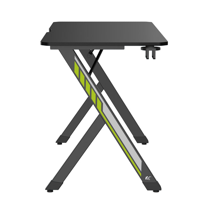 NanoRS gaming desk, noir, avec porte-casque et porte-gobelet, max. 75kg, dimensions 1200x600x750mm, RS101