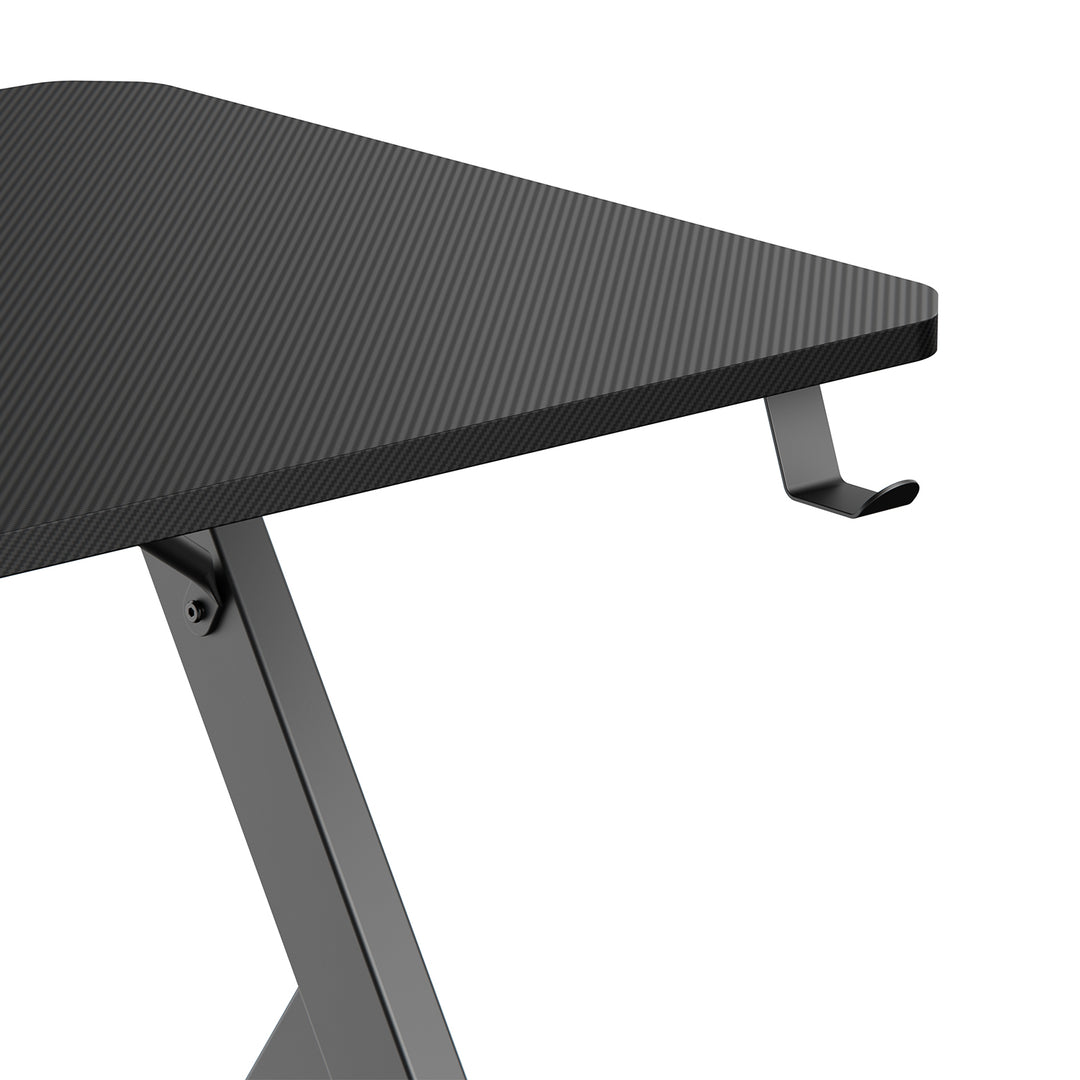 NanoRS gaming desk, noir, avec porte-casque et porte-gobelet, max. 75kg, dimensions 1200x600x750mm, RS101
