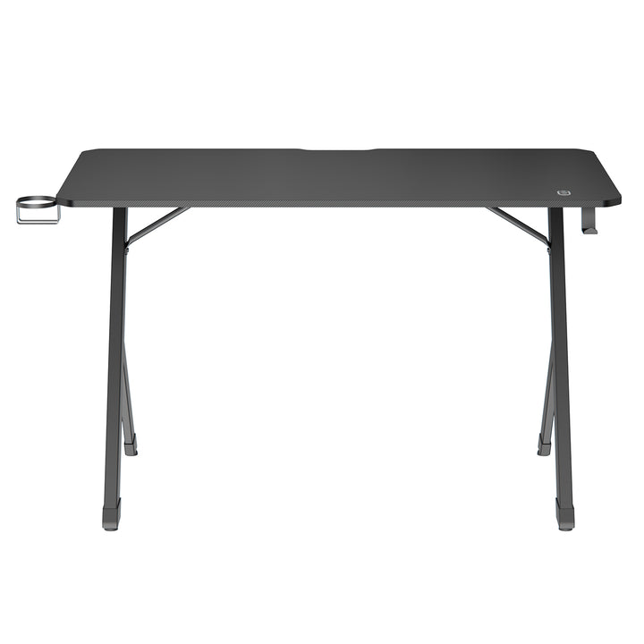 Bureau de jeu NanoRS, noir, avec porte-casque et porte-gobelet, rétro-éclairage RGB, max. 75kg, dimensions 1200x600x750mm, RS102