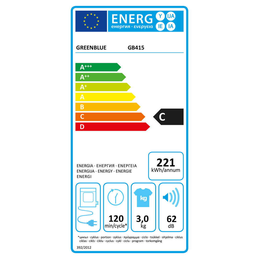 Sèche-linge électrique GreenBlue, charge de 3 kg, GB415 GR