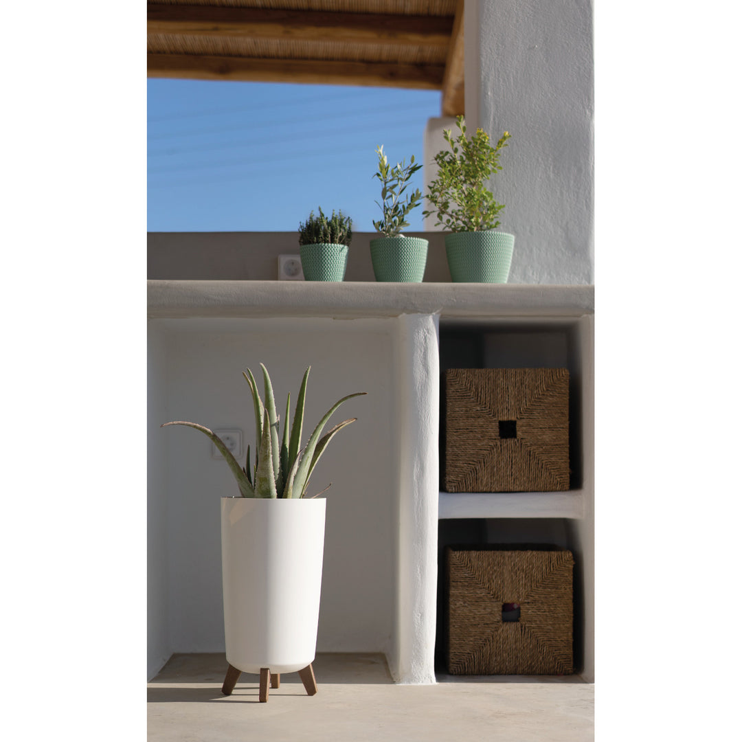 Pot de fleurs en Prosperplast, diamètre 195mm, hauteur 365mm, sur pieds, blanc, Gracia Tubus Slim