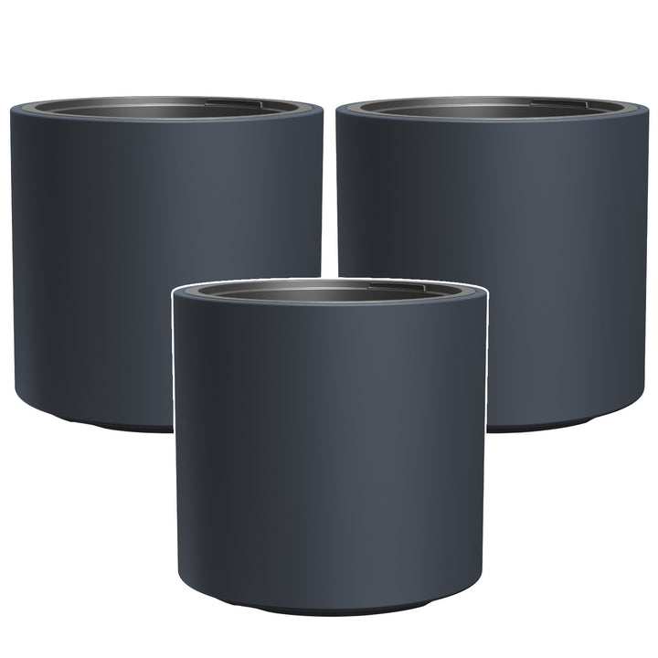 Pot de fleurs Prosperplast, avec insert, hauteur 29cm, anthracite, Heos, 2 pièces