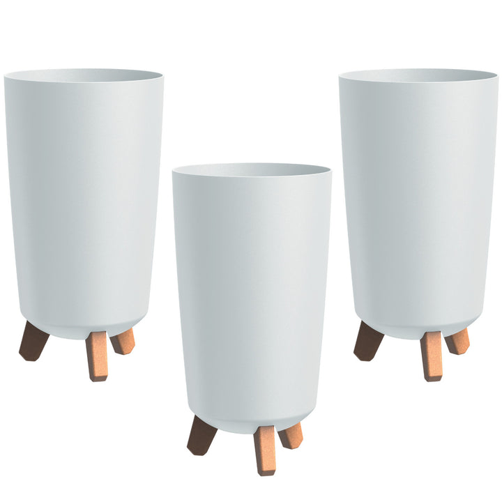 Pot de fleurs en Prosperplast, diamètre 195mm, hauteur 365mm, sur pieds, blanc, Gracia Tubus Slim, set de 3 pièces