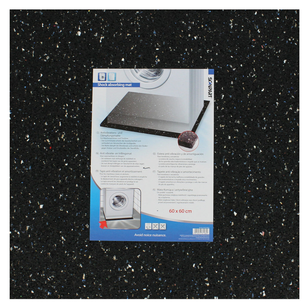 Tapis anti-vibration sous les appareils électroménagers, caoutchouc, 60x60cm, Scanpart
