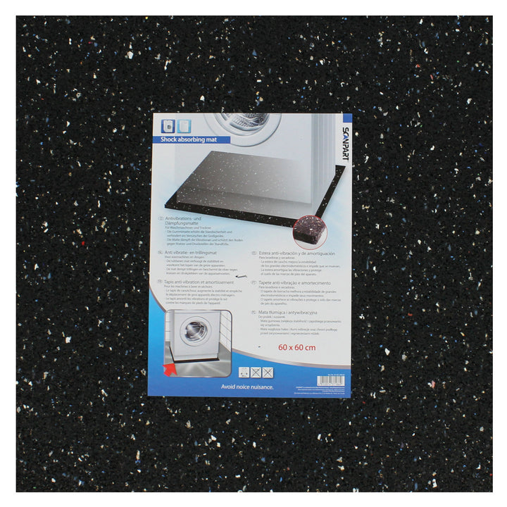 Tapis anti-vibration sous les appareils électroménagers, caoutchouc, 60x60cm, Scanpart